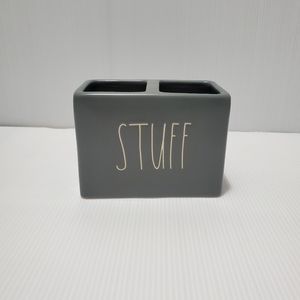 Rae Dunn Stuff holder in grey.